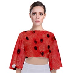 Watermelon 3 Tie Back Butterfly Sleeve Chiffon Top