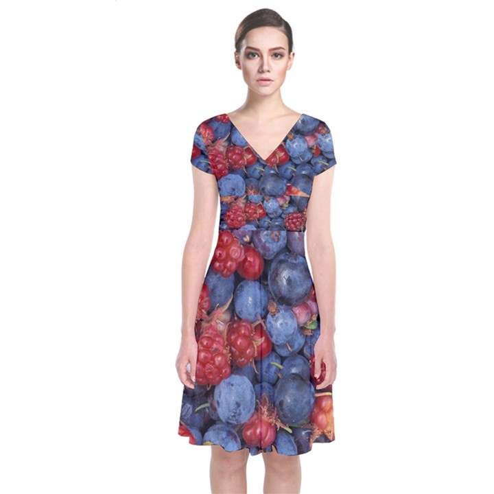 WILD BERRIES 1 Short Sleeve Front Wrap Dress