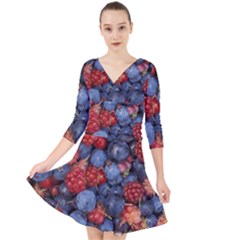 Wild Berries 1 Quarter Sleeve Front Wrap Dress by trendistuff