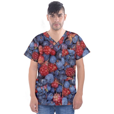 Wild Berries 1 Men s V-neck Scrub Top by trendistuff