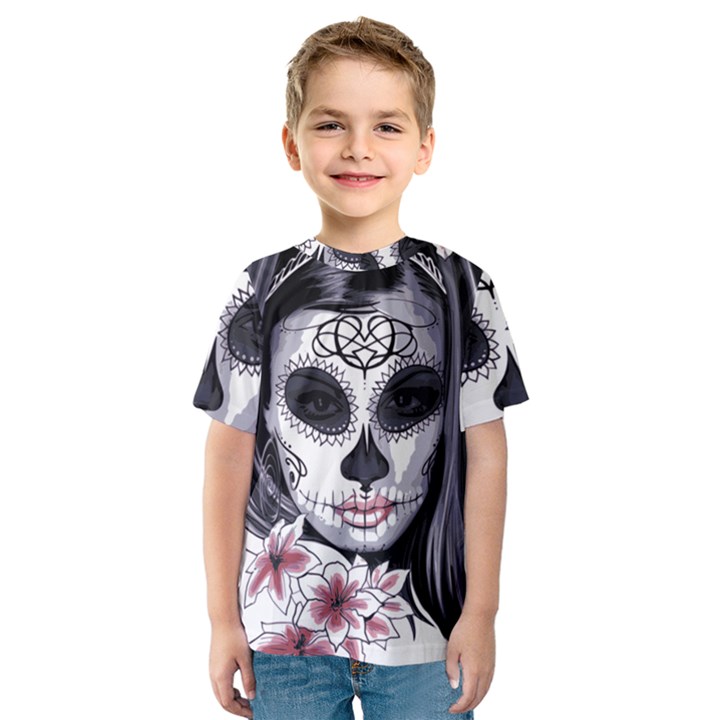 Day of the Dead Sugar Skull Kids  Sport Mesh Tee