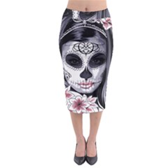 Day Of The Dead Sugar Skull Midi Pencil Skirt by StarvingArtisan