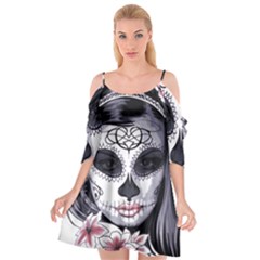 Day Of The Dead Sugar Skull Cutout Spaghetti Strap Chiffon Dress by StarvingArtisan