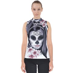 Day Of The Dead Sugar Skull Mock Neck Shell Top by StarvingArtisan