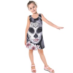 Day Of The Dead Sugar Skull Kids  Sleeveless Dress by StarvingArtisan