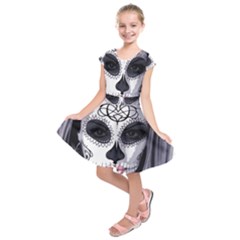 Day Of The Dead Sugar Skull Kids  Short Sleeve Dress by StarvingArtisan