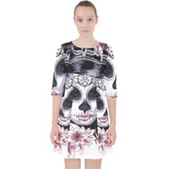 Day Of The Dead Sugar Skull Quarter Sleeve Pocket Dress by StarvingArtisan