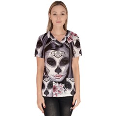 Woman Sugar Skull Scrub Top by StarvingArtisan