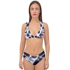 Day Of The Dead Sugar Skull Double Strap Halter Bikini Set