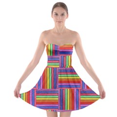 Artwork By Patrick-squares Strapless Bra Top Dress by ArtworkByPatrick