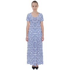 Radial Mandala Ornate Pattern High Waist Short Sleeve Maxi Dress by dflcprints