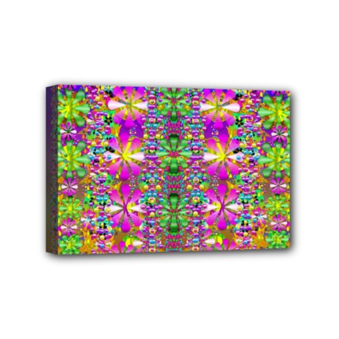 Flower Wall With Wonderful Colors And Bloom Mini Canvas 6  X 4  by pepitasart