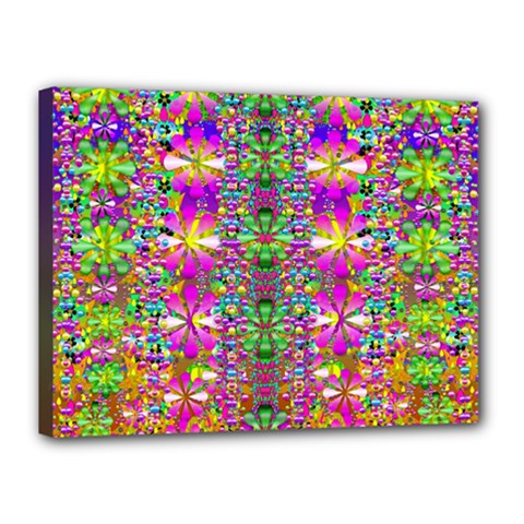 Flower Wall With Wonderful Colors And Bloom Canvas 16  X 12  by pepitasart