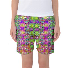 Flower Wall With Wonderful Colors And Bloom Women s Basketball Shorts by pepitasart