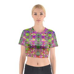 Flower Wall With Wonderful Colors And Bloom Cotton Crop Top