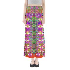 Flower Wall With Wonderful Colors And Bloom Full Length Maxi Skirt by pepitasart