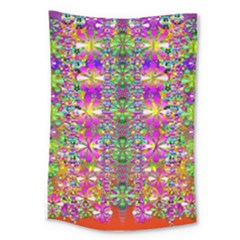 Flower Wall With Wonderful Colors And Bloom Large Tapestry by pepitasart