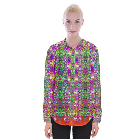 Flower Wall With Wonderful Colors And Bloom Womens Long Sleeve Shirt by pepitasart