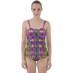 Flower Wall With Wonderful Colors And Bloom Twist Front Tankini Set by pepitasart