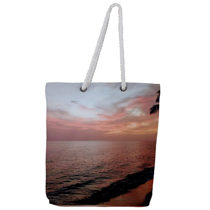 Sunset On Rincon Puerto Rico Full Print Rope Handle Tote (Large)