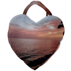 Sunset On Rincon Puerto Rico Giant Heart Shaped Tote by StarvingArtisan