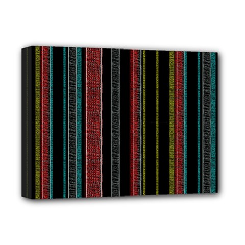 Multicolored Dark Stripes Pattern Deluxe Canvas 16  X 12   by dflcprints