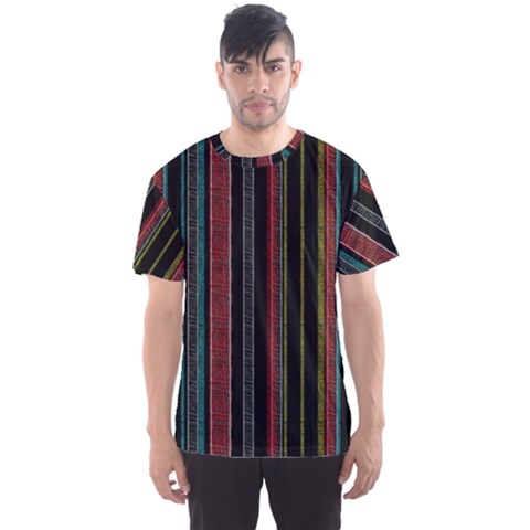 Multicolored Dark Stripes Pattern Men s Sports Mesh Tee by dflcprints