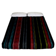 Multicolored Dark Stripes Pattern Fitted Sheet (queen Size) by dflcprints