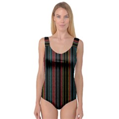 Multicolored Dark Stripes Pattern Princess Tank Leotard  by dflcprints