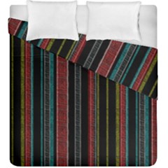 Multicolored Dark Stripes Pattern Duvet Cover Double Side (king Size) by dflcprints