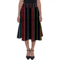 Multicolored Dark Stripes Pattern Perfect Length Midi Skirt by dflcprints