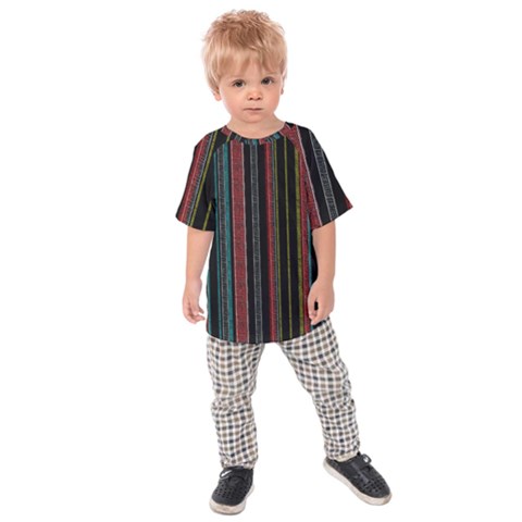 Multicolored Dark Stripes Pattern Kids Raglan Tee by dflcprints