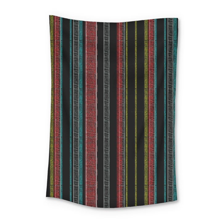 Multicolored Dark Stripes Pattern Small Tapestry