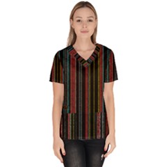 Multicolored Dark Stripes Pattern Scrub Top by dflcprints