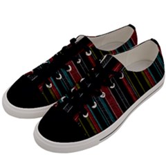 Multicolored Dark Stripes Pattern Men s Low Top Canvas Sneakers