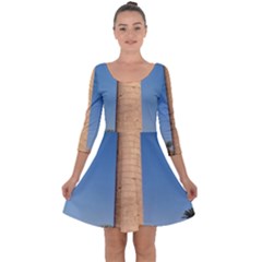 Temple Of Karnak Luxor Egypt  Quarter Sleeve Skater Dress