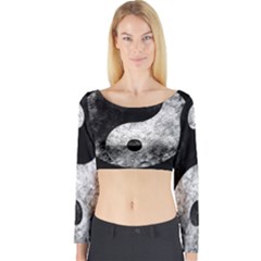 Grunge Yin Yang Long Sleeve Crop Top by Valentinaart