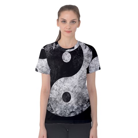 Grunge Yin Yang Women s Cotton Tee by Valentinaart