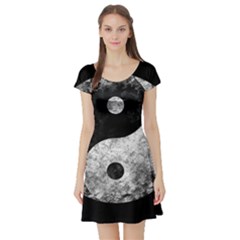 Grunge Yin Yang Short Sleeve Skater Dress by Valentinaart