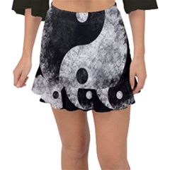 Grunge Yin Yang Fishtail Mini Chiffon Skirt by Valentinaart