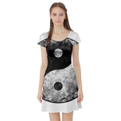 Grunge Yin Yang Short Sleeve Skater Dress by Valentinaart