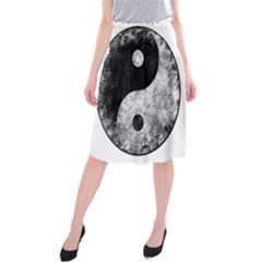 Grunge Yin Yang Midi Beach Skirt by Valentinaart