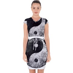 Grunge Yin Yang Capsleeve Drawstring Dress  by Valentinaart