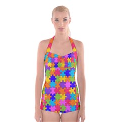 Colorful-10 Boyleg Halter Swimsuit 