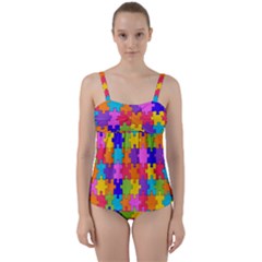 Colorful-10 Twist Front Tankini Set by ArtworkByPatrick