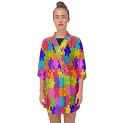 Colorful-10 Half Sleeve Chiffon Kimono