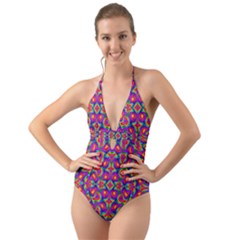 Colorful-11 Halter Cut-out One Piece Swimsuit