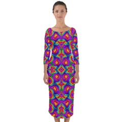 Colorful-11 Quarter Sleeve Midi Bodycon Dress by ArtworkByPatrick