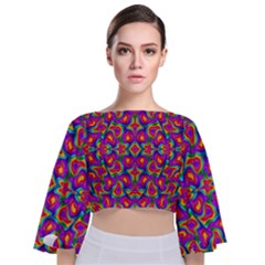 Colorful-11 Tie Back Butterfly Sleeve Chiffon Top