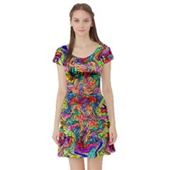 Colorful-12 Short Sleeve Skater Dress by ArtworkByPatrick